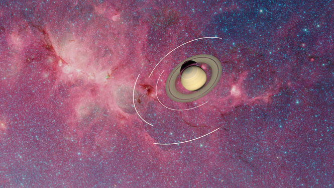土星と赤外線で見た背景